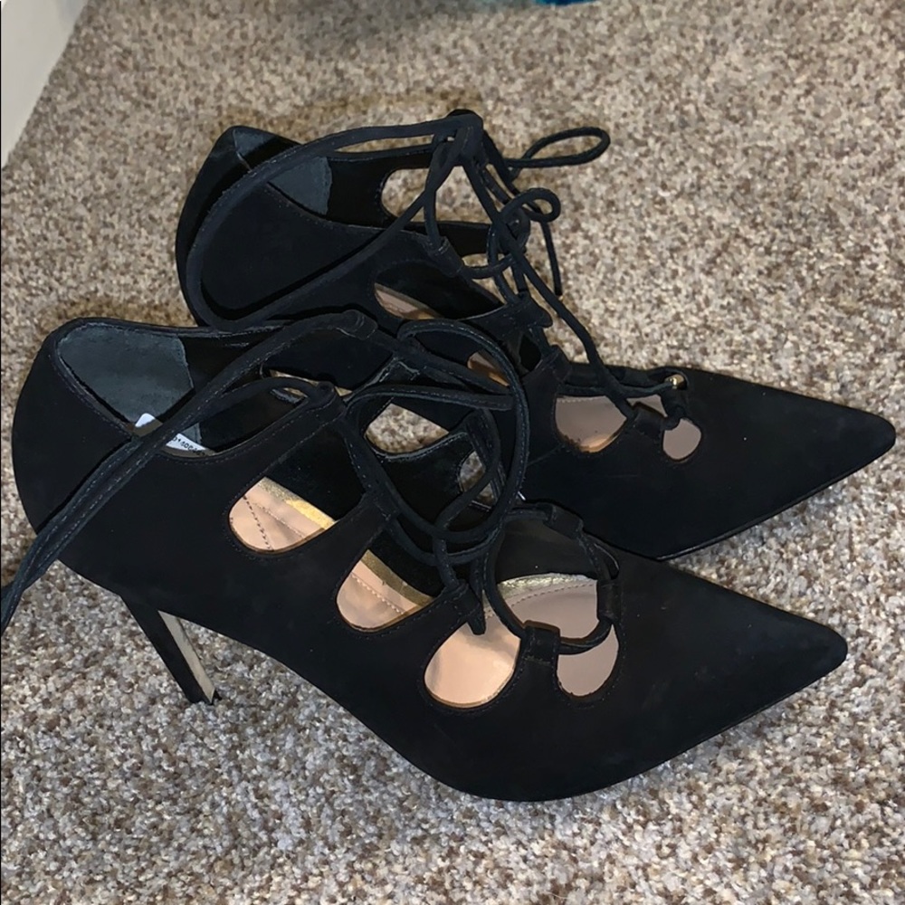 Black Brian Atwood lace up booties